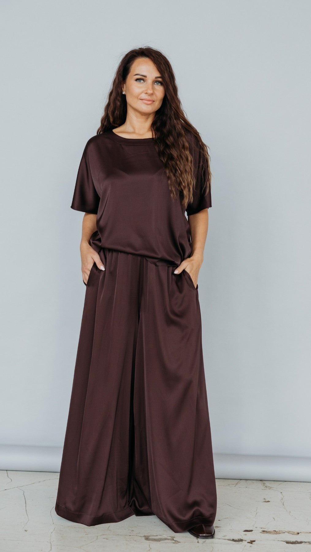 Palazzo trousers Silk Dark Chocolate - BeaA - Be At Home with Yourself - Trousers