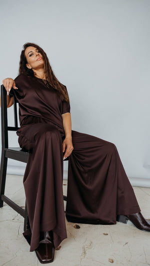 Palazzo trousers Silk Dark Chocolate