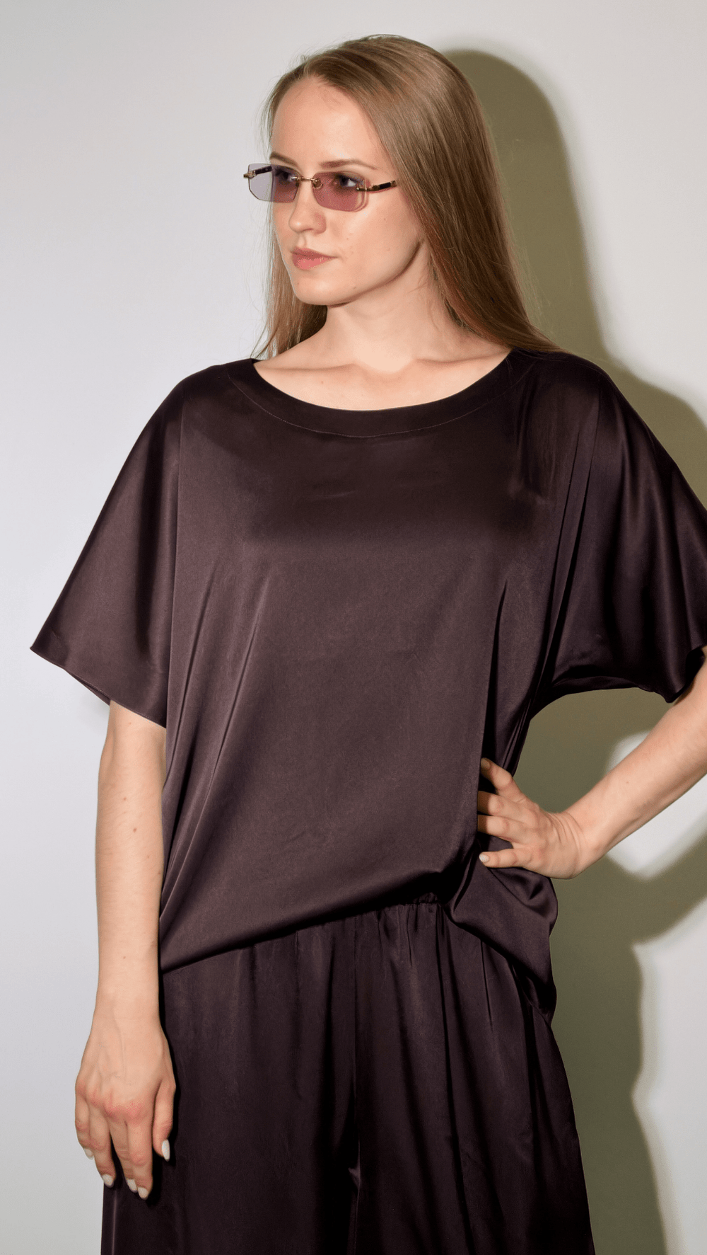 Palazzo trousers Silk Dark Chocolate - BeaA - Be At Home with Yourself - Trousers