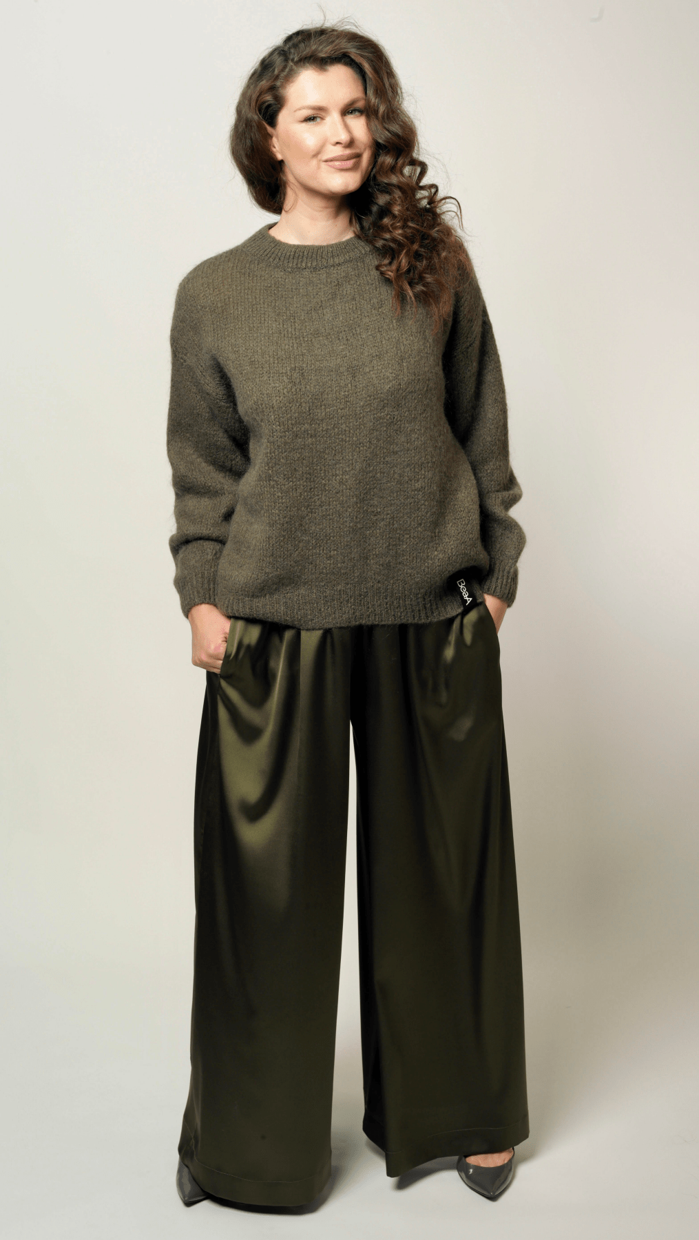 Forest green palazzo trousers BeaA - Be At Home with Yourself