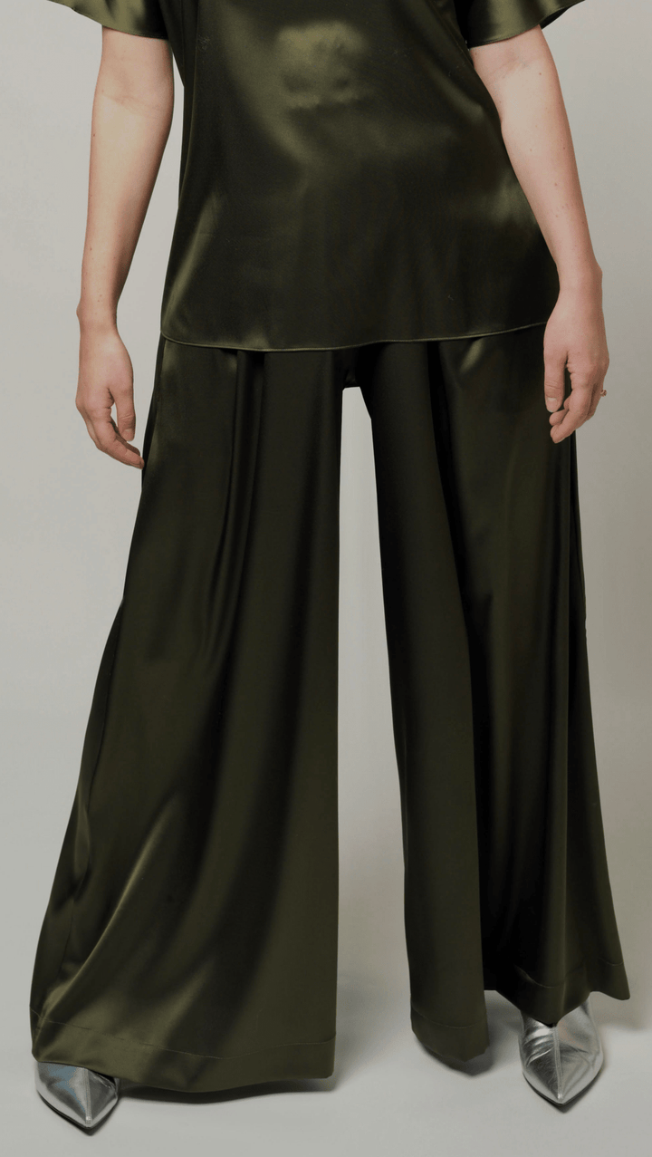 Forest green palazzo trousers BeaA - Be At Home with Yourself