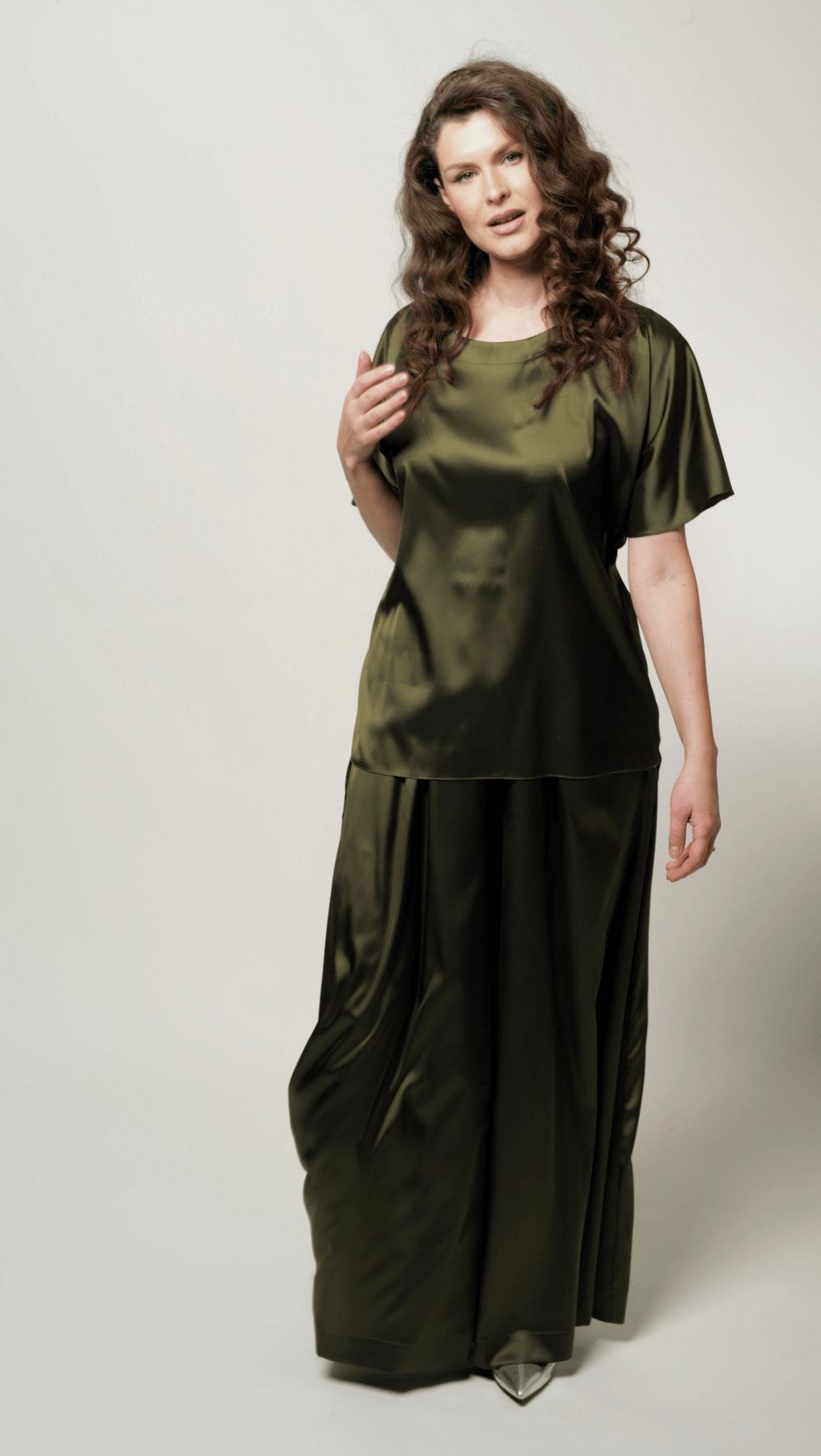 Forest green palazzo trousers BeaA - Be At Home with Yourself