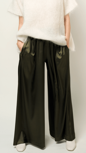 Palazzo trousers Silk Forest green