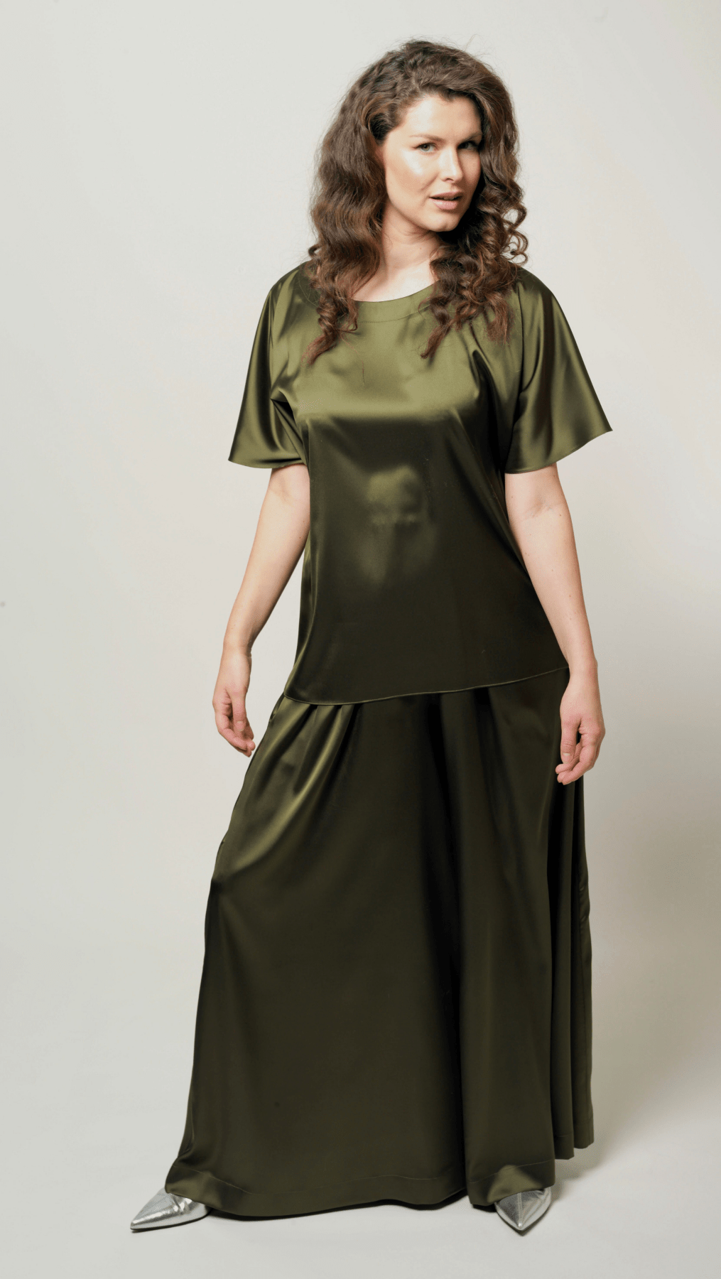 Forest green palazzo trousers BeaA - Be At Home with Yourself