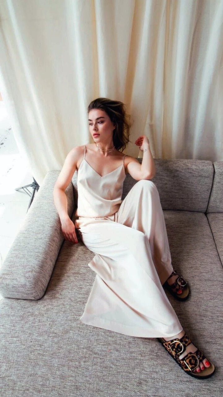 Palazzo Trousers Silk Powder - BeaA - Be At Home with Yourself - Wide Trousers