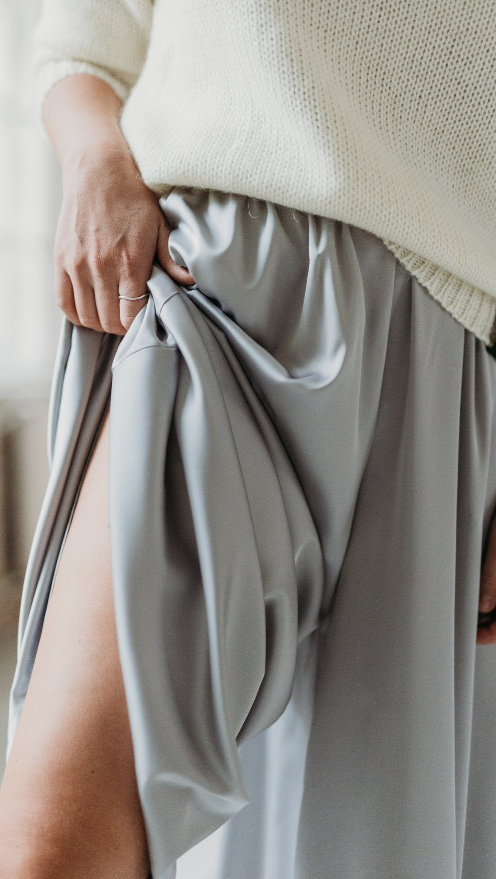 Palazzo trousers Silk Silver - BeaA - Be At Home with Yourself - Trousers