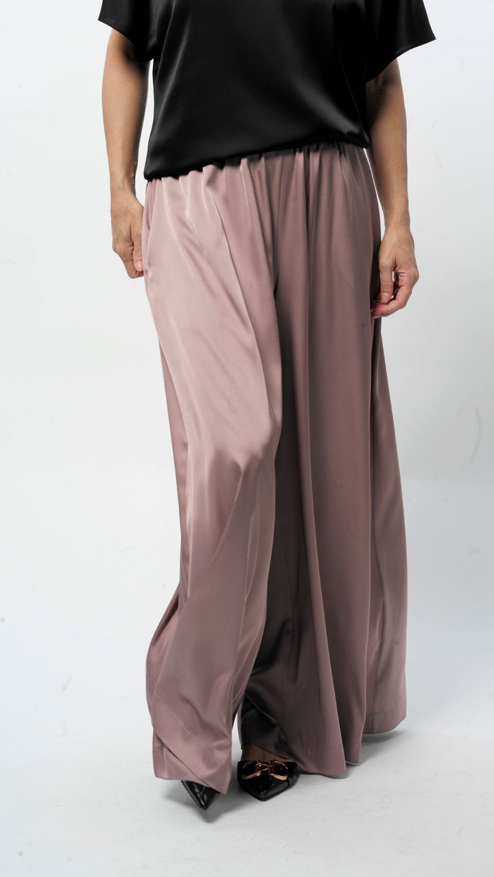 Silk Palazzo Trousers Grayish Rose