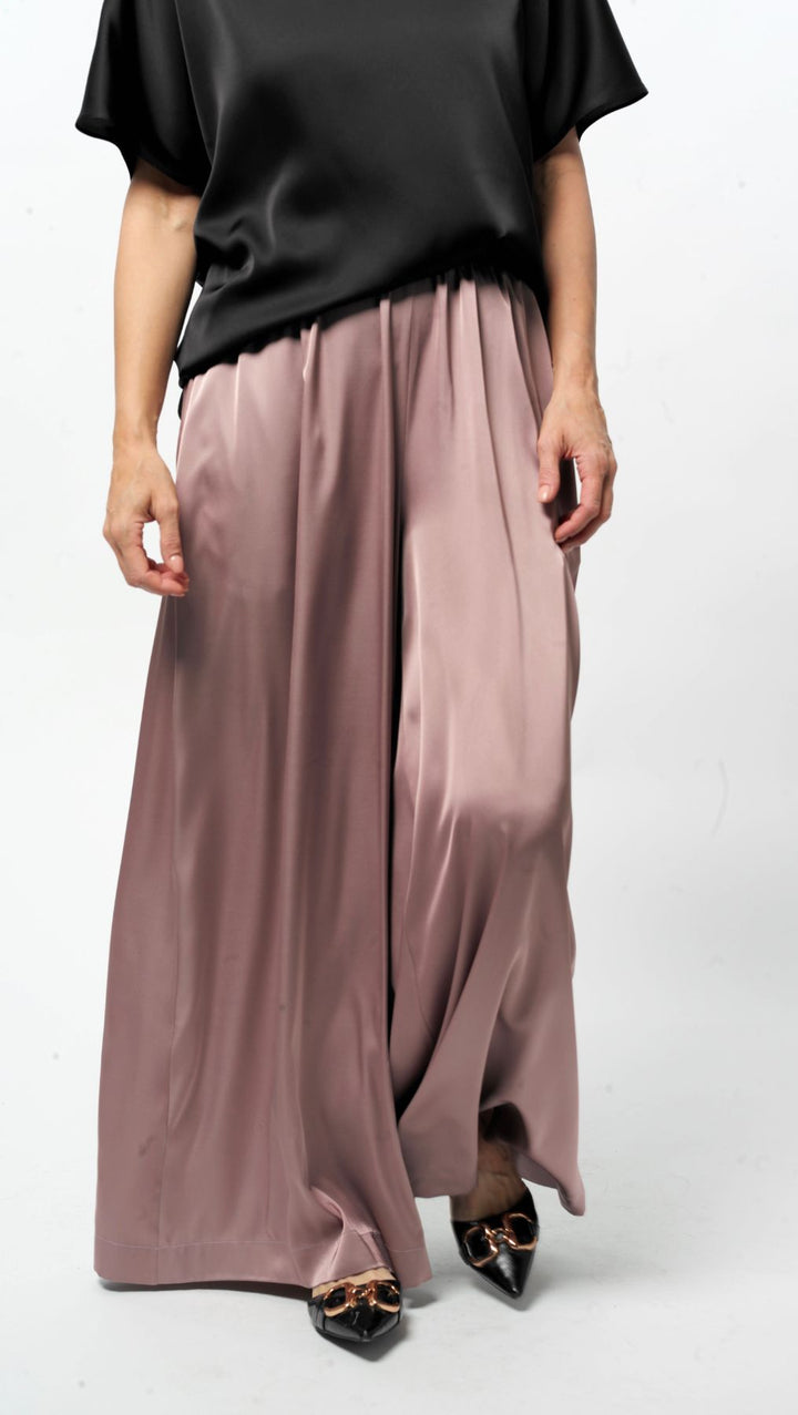 Silk Palazzo Trousers Grayish Rose