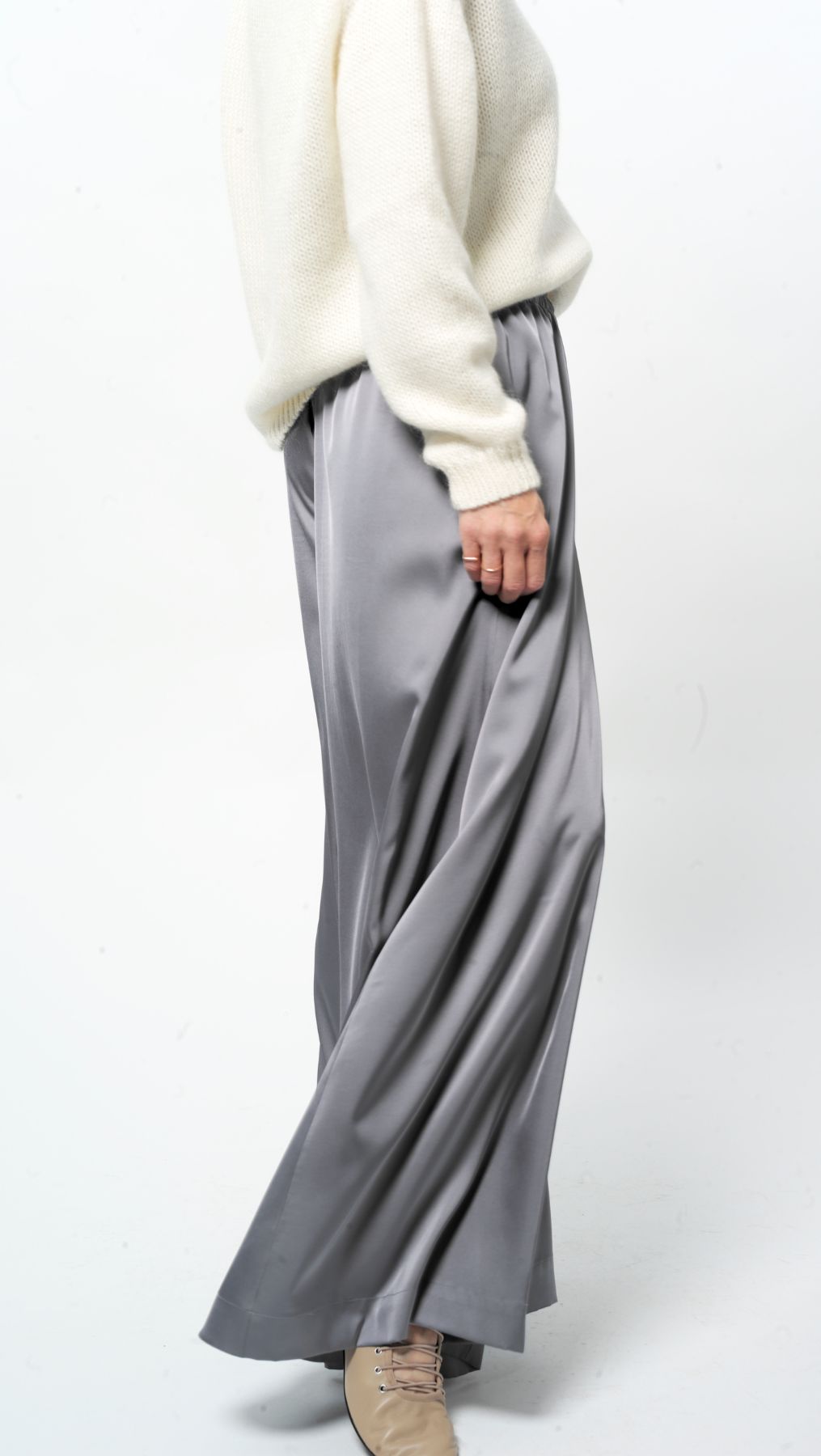 Silk Palazzo Trousers Fog