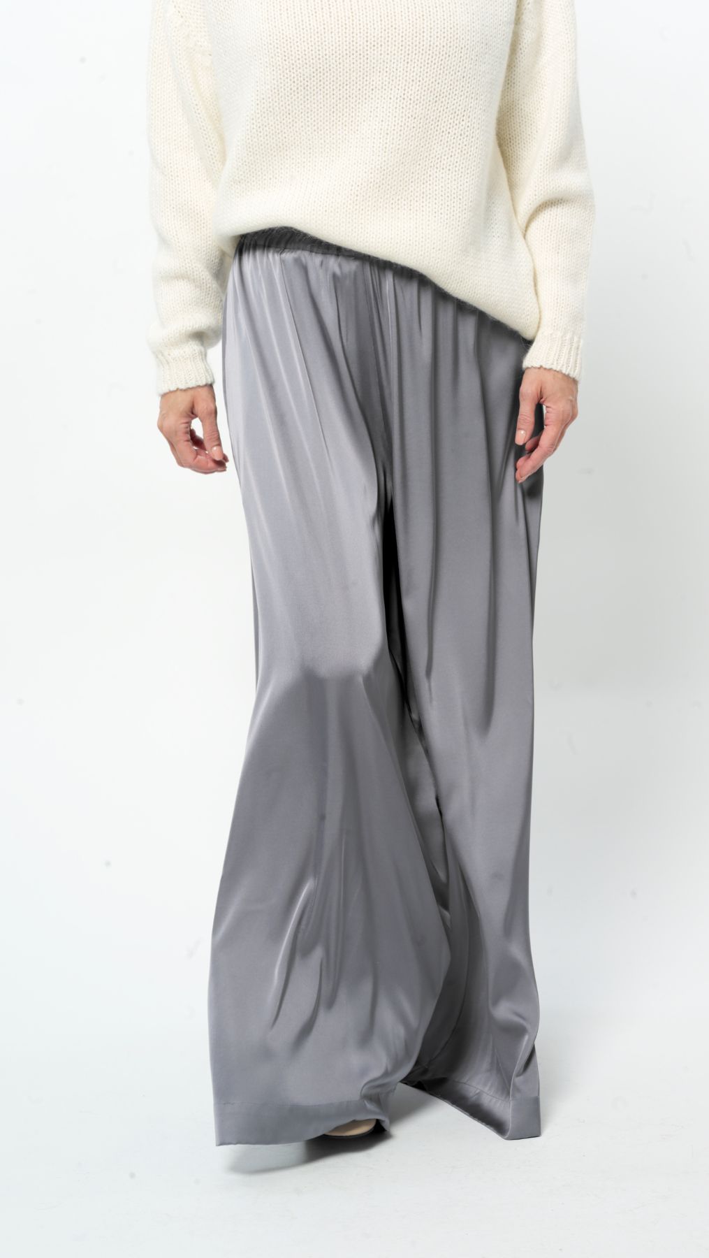 Silk Palazzo Trousers Fog