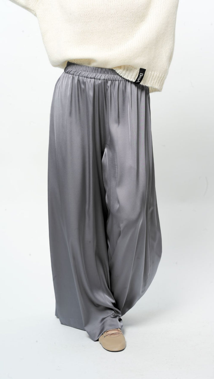 Silk Palazzo Trousers Fog