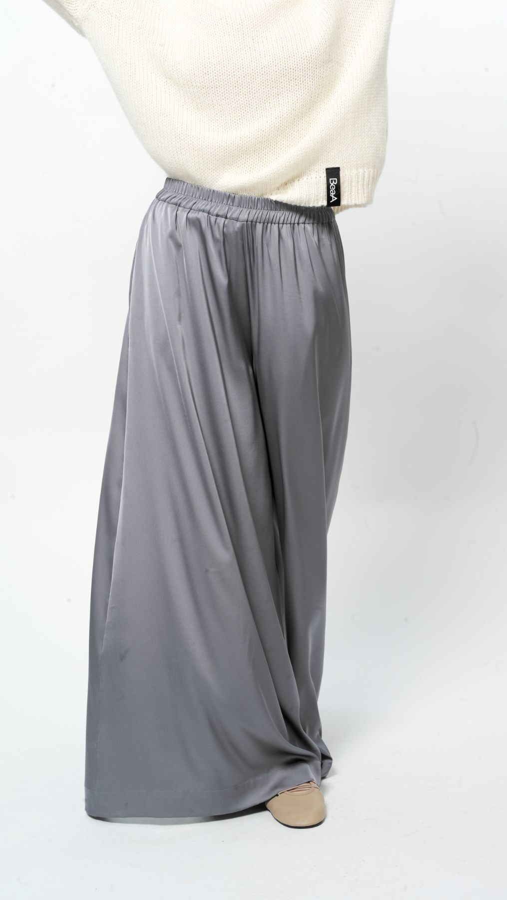 Silk Palazzo Trousers Fog