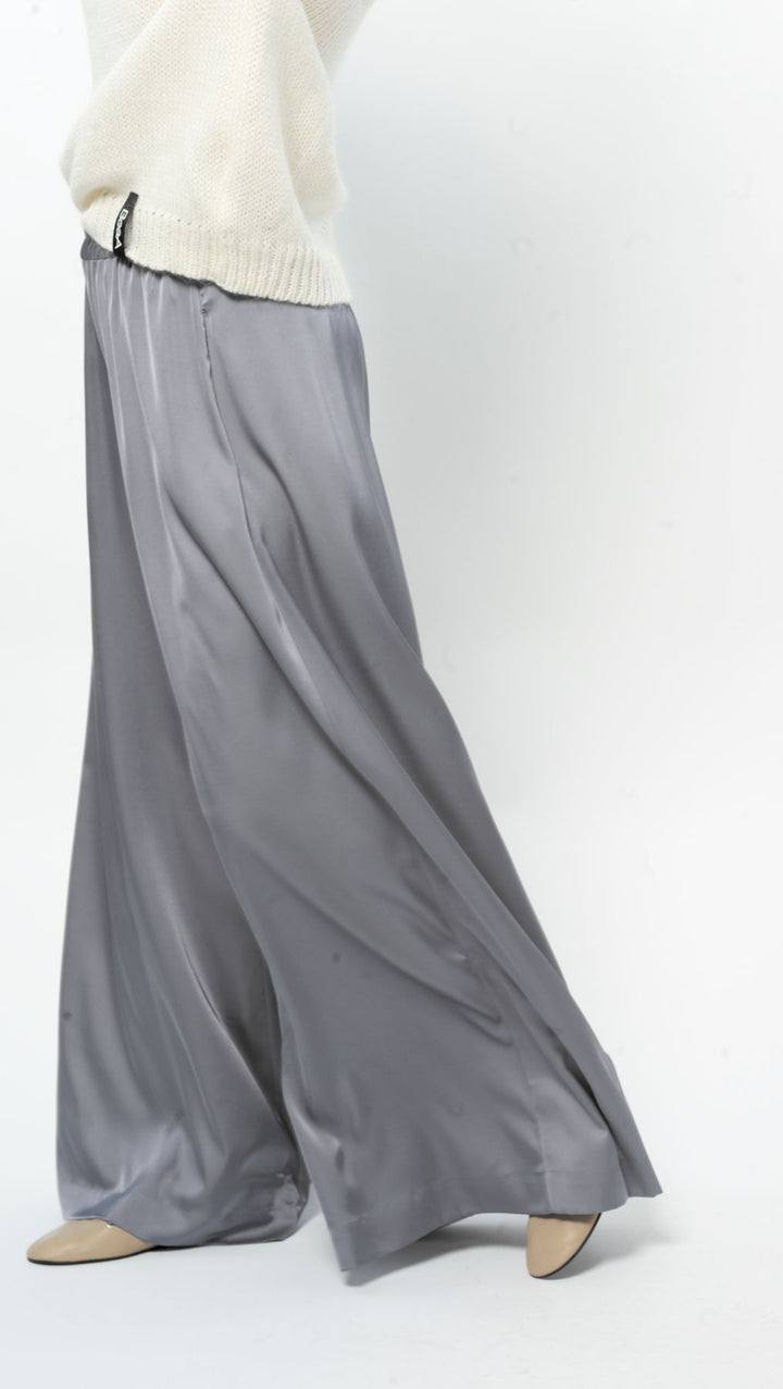 Silk Palazzo Trousers Fog