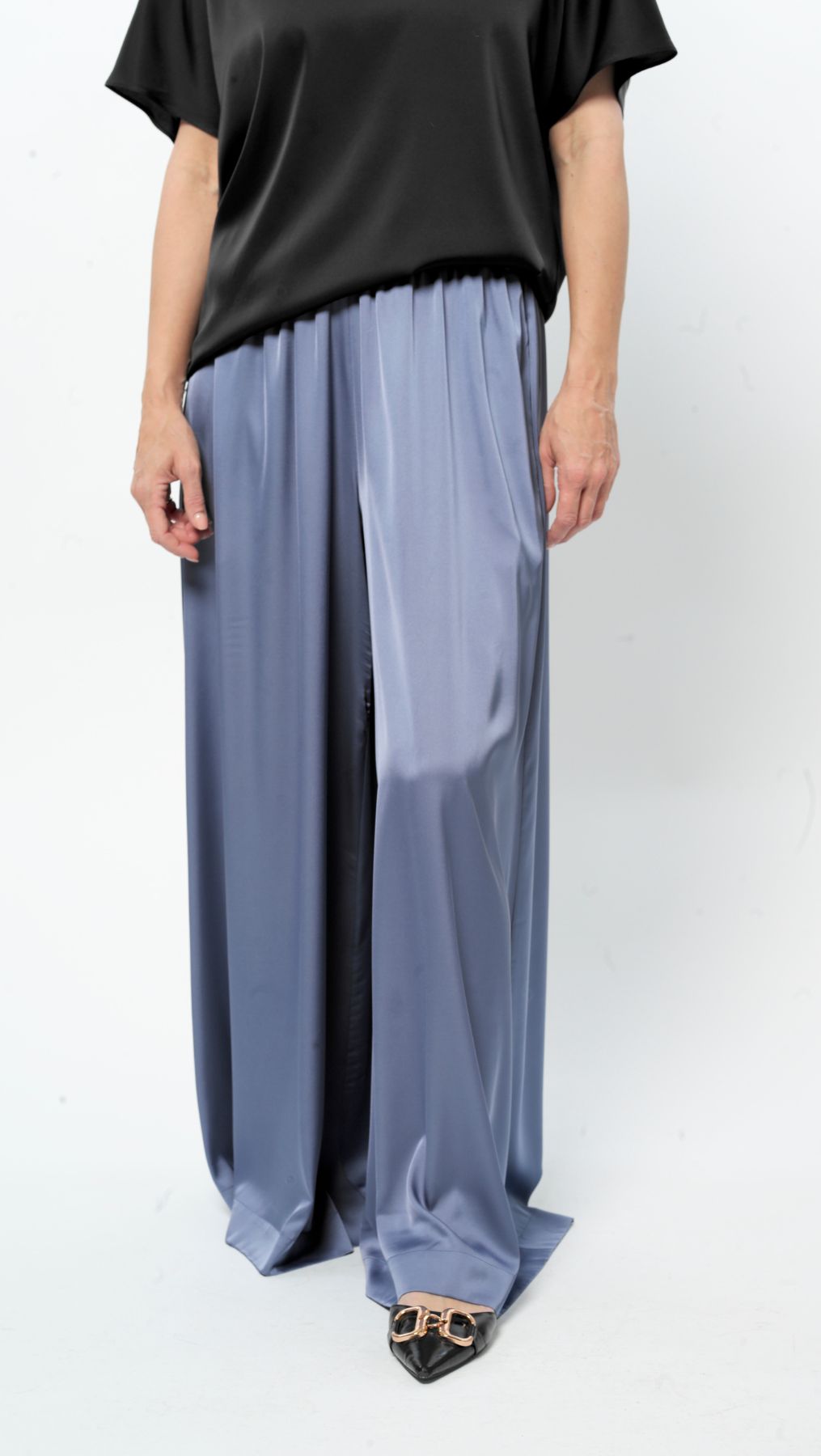 Pigeon blue Silk Palazzo Trousers