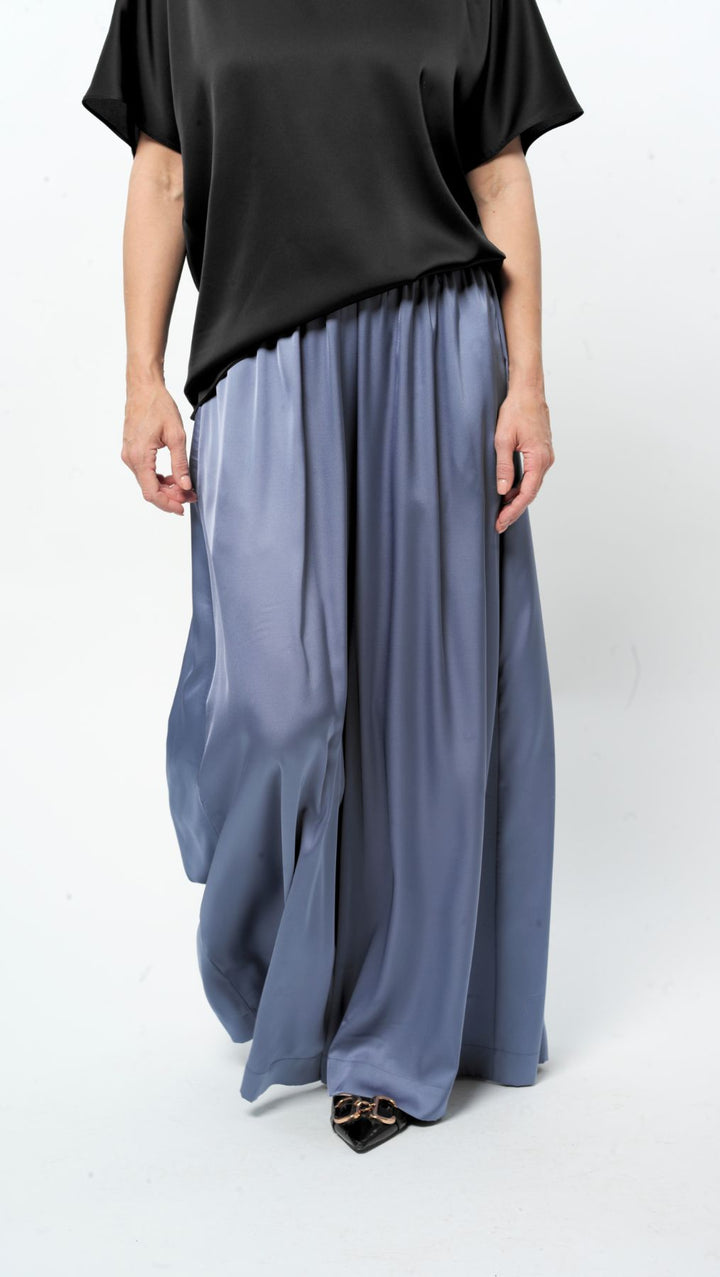 Pigeon blue Silk Palazzo Trousers