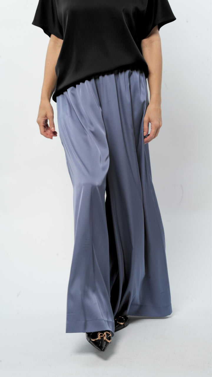 Pigeon blue Silk Palazzo Trousers