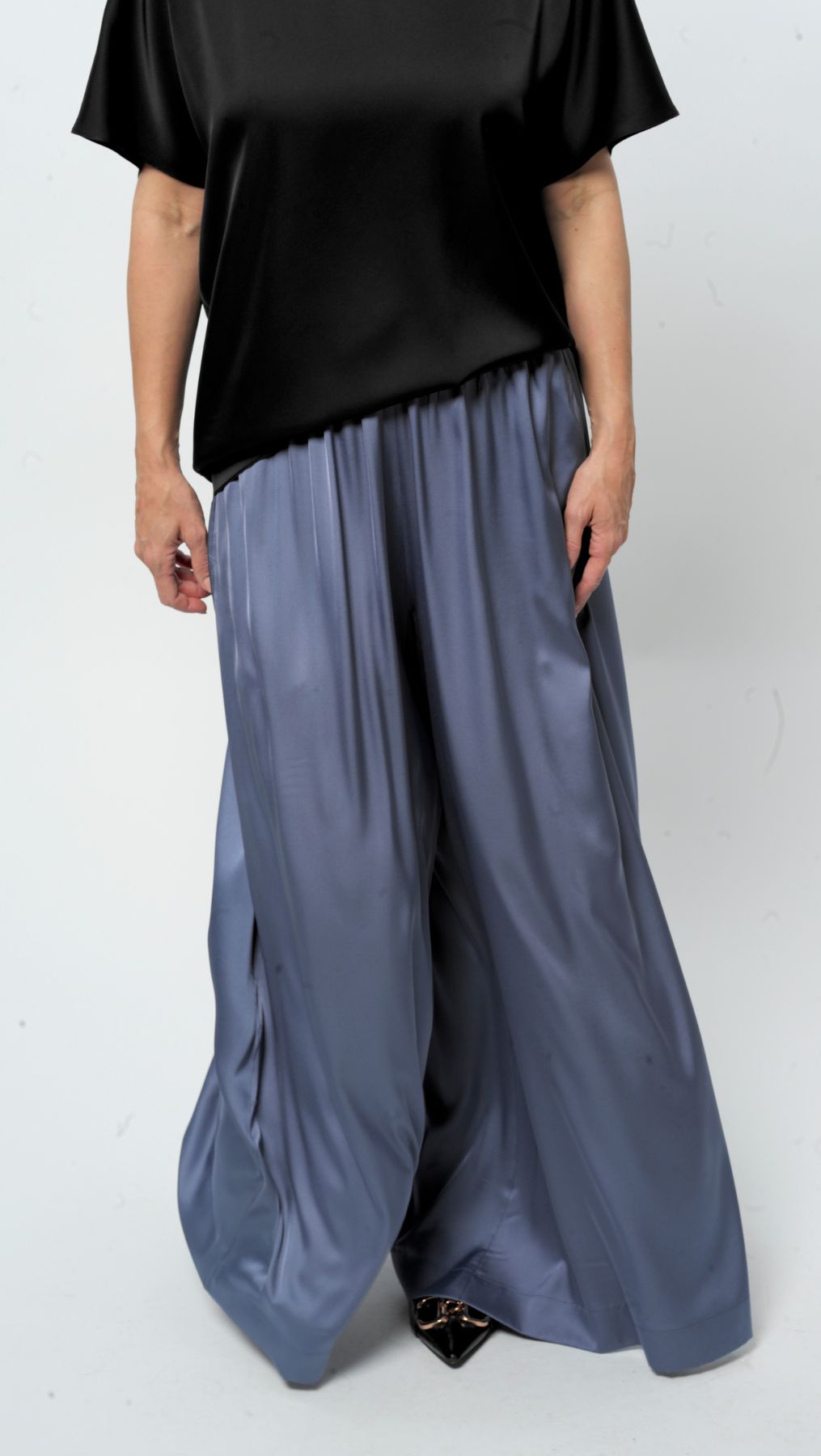 Pigeon blue Silk Palazzo Trousers