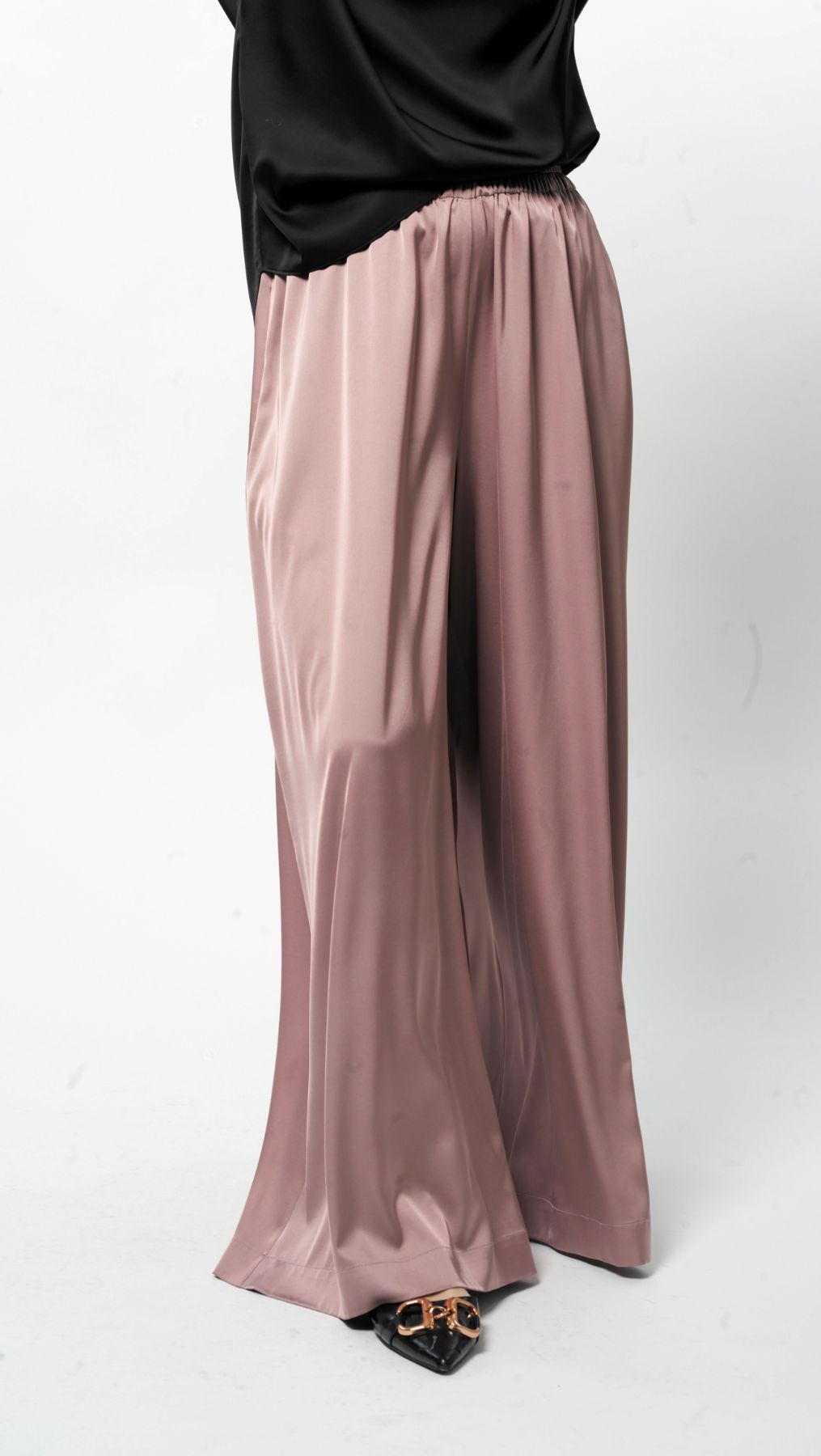 Silk Palazzo Trousers Grayish Rose