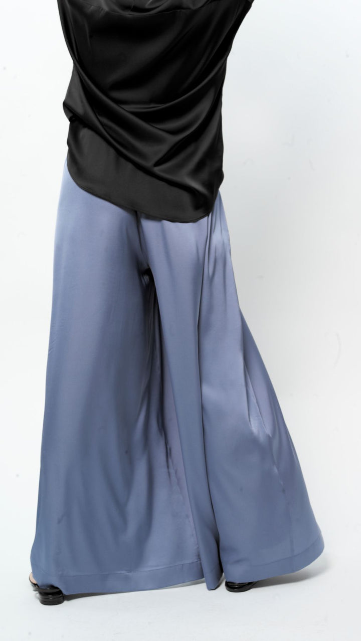 Pigeon blue Silk Palazzo Trousers