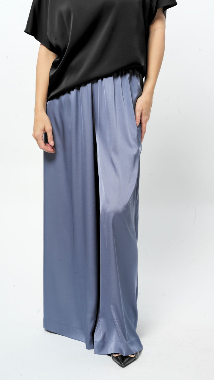 Pigeon blue Silk Palazzo Trousers