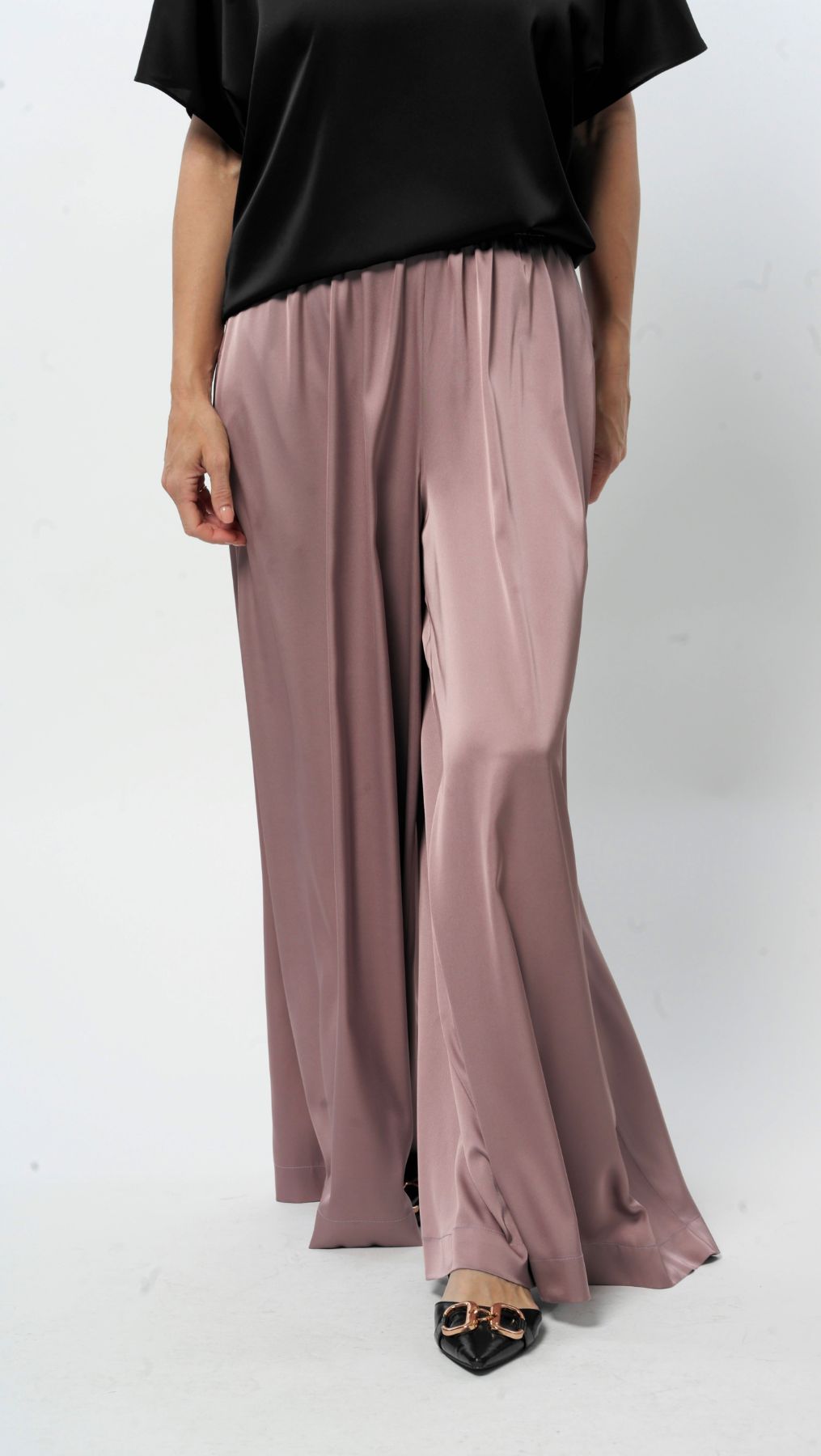 Silk Palazzo Trousers Grayish Rose