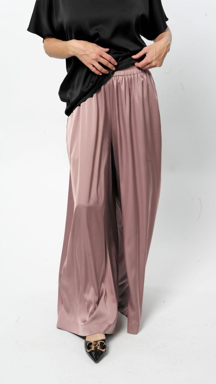 Silk Palazzo Trousers Grayish Rose