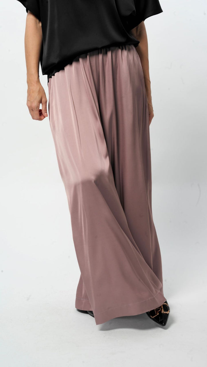 Silk Palazzo Trousers Grayish Rose