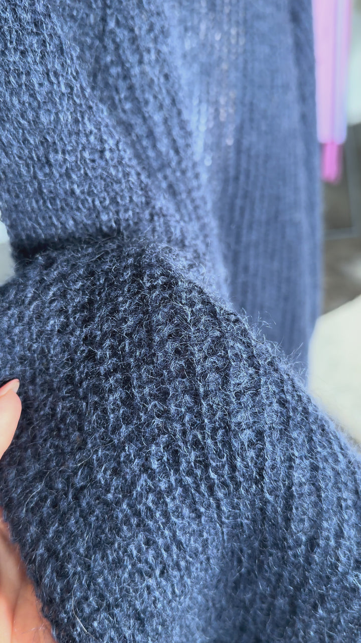 Light sweater Kidmohair-Merino blue