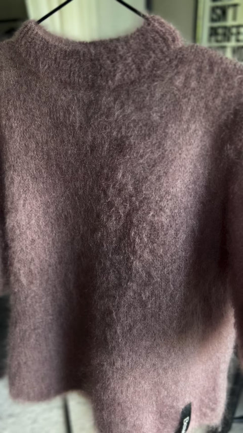 Kid mohair sweater in Taupe color for women ┃ BeaA