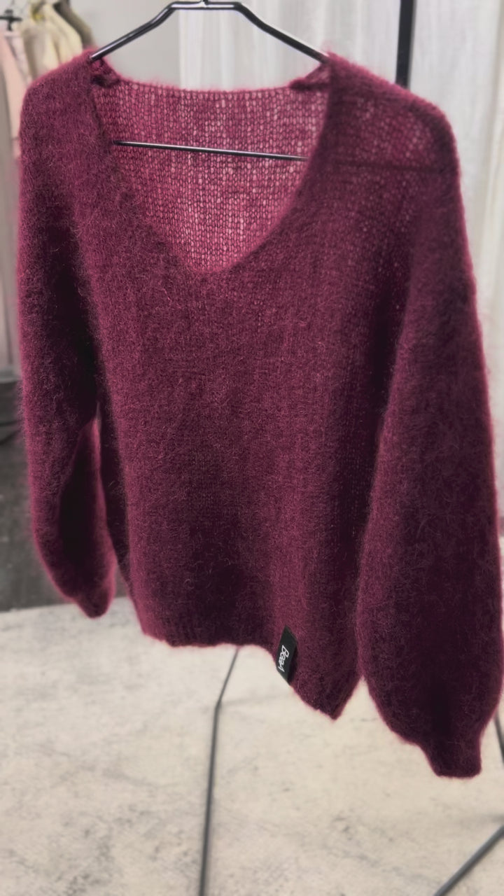 Kidmohēras džemperis Burgundija krāsā 