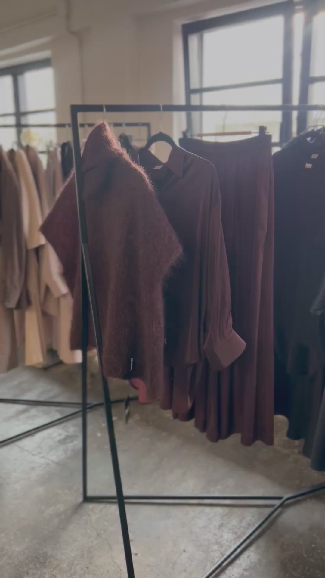 Silk Palazzo Trousers Dark brown