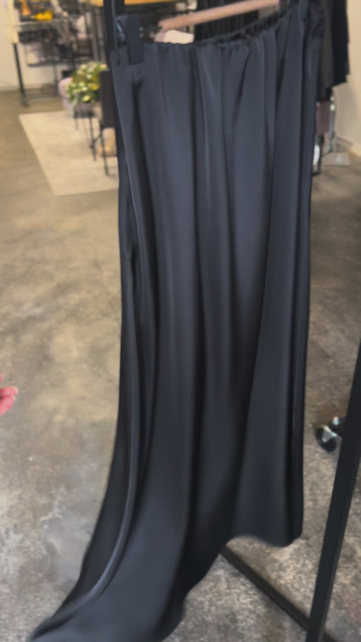 Long Skirt Silk Satin Black