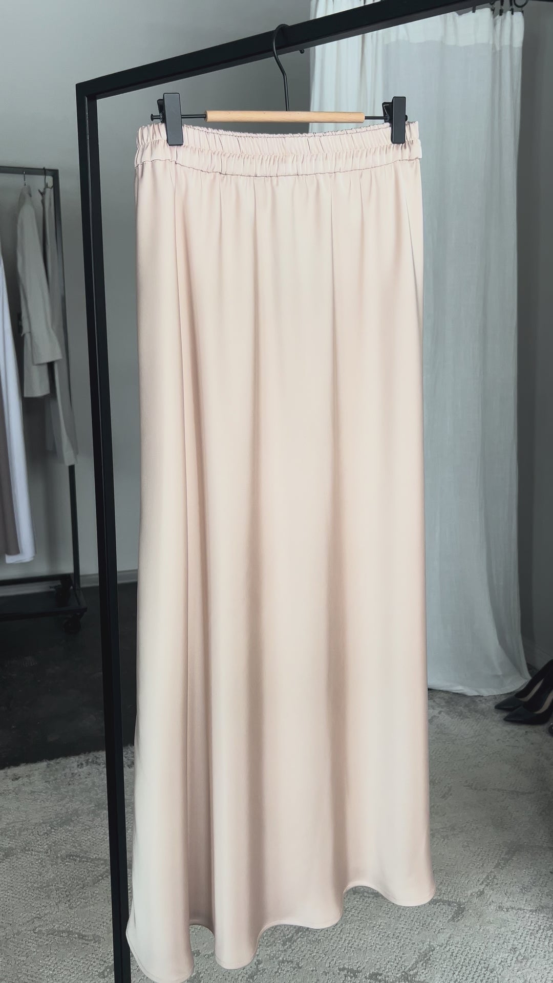 Юбка миди из шелкового атласа Cream