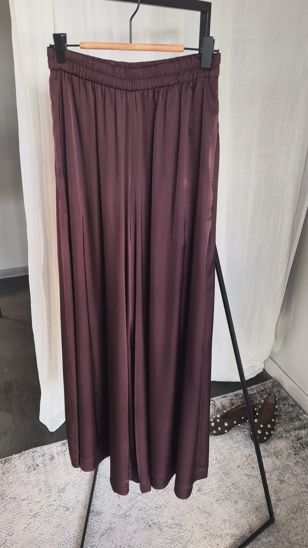 Silk Palazzo Trousers Dark brown