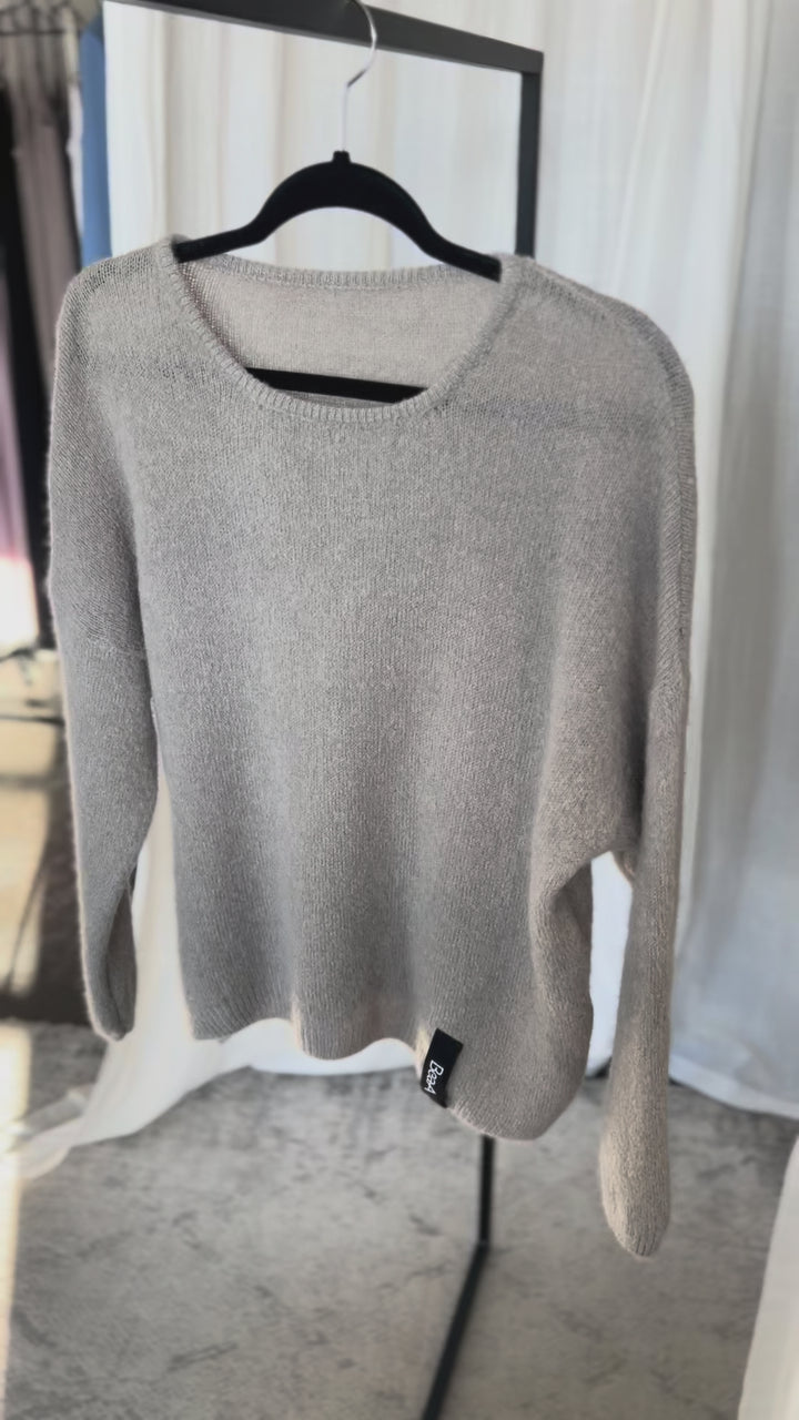 Alpaca and wool sweater Bone