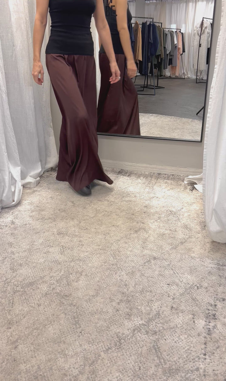 Long silk skirt brown