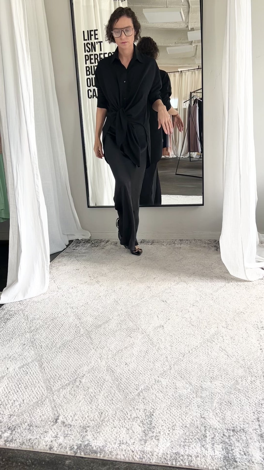 Crushed silk long Skirt