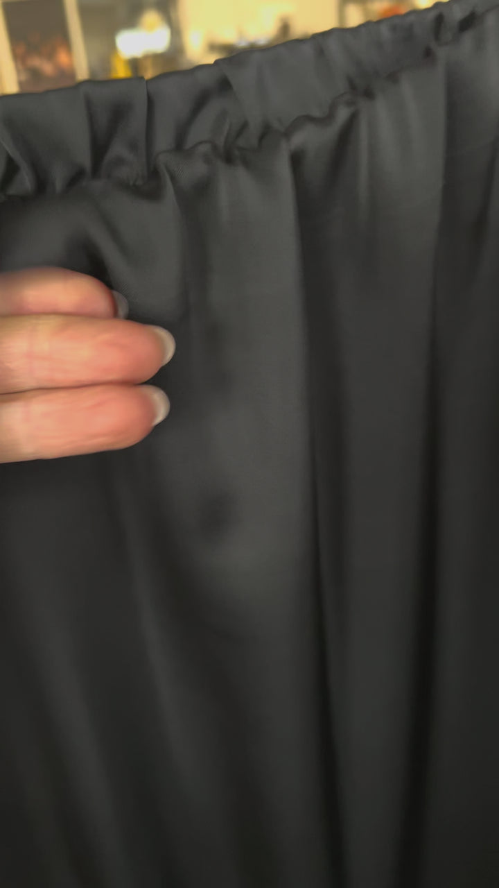 Long Skirt Silk Satin Black