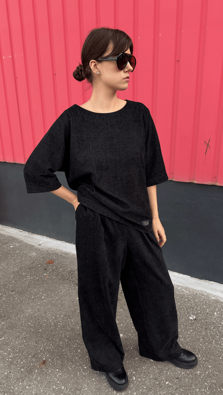 Relax wear Trousers Noir Rebel - BeaA - Be At Home with Yourself -