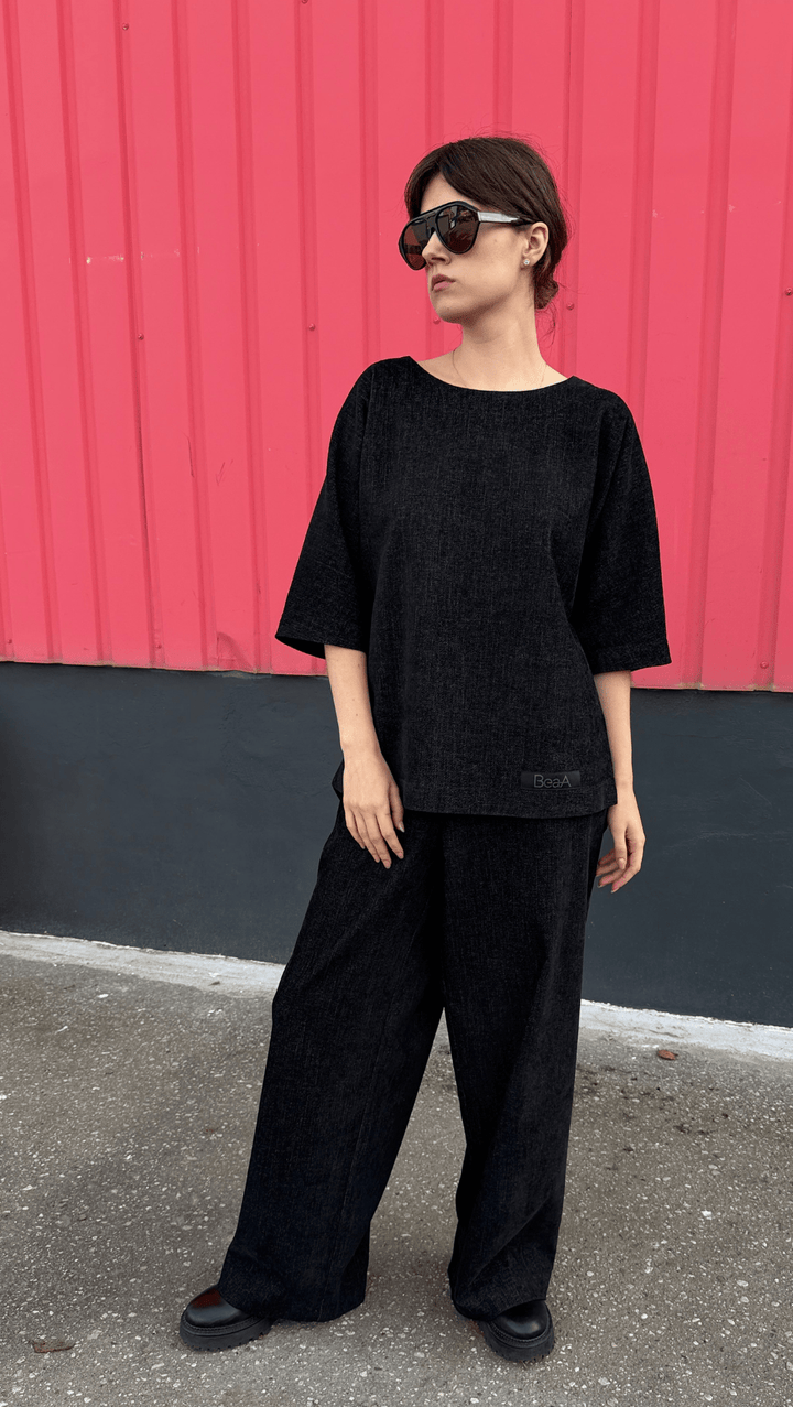 Relax wear Trousers Noir Rebel - BeaA - Be At Home with Yourself -