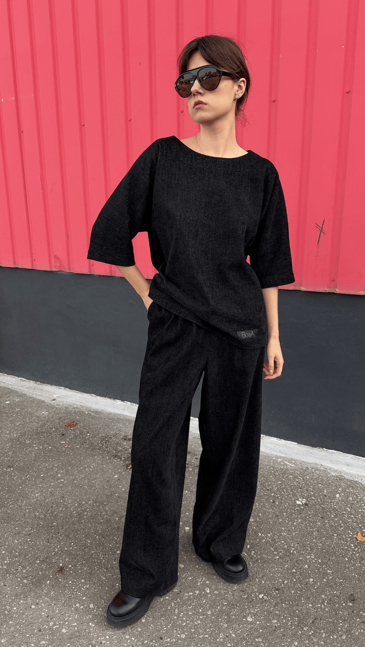 Relax wear Trousers Noir Rebel - BeaA - Be At Home with Yourself -
