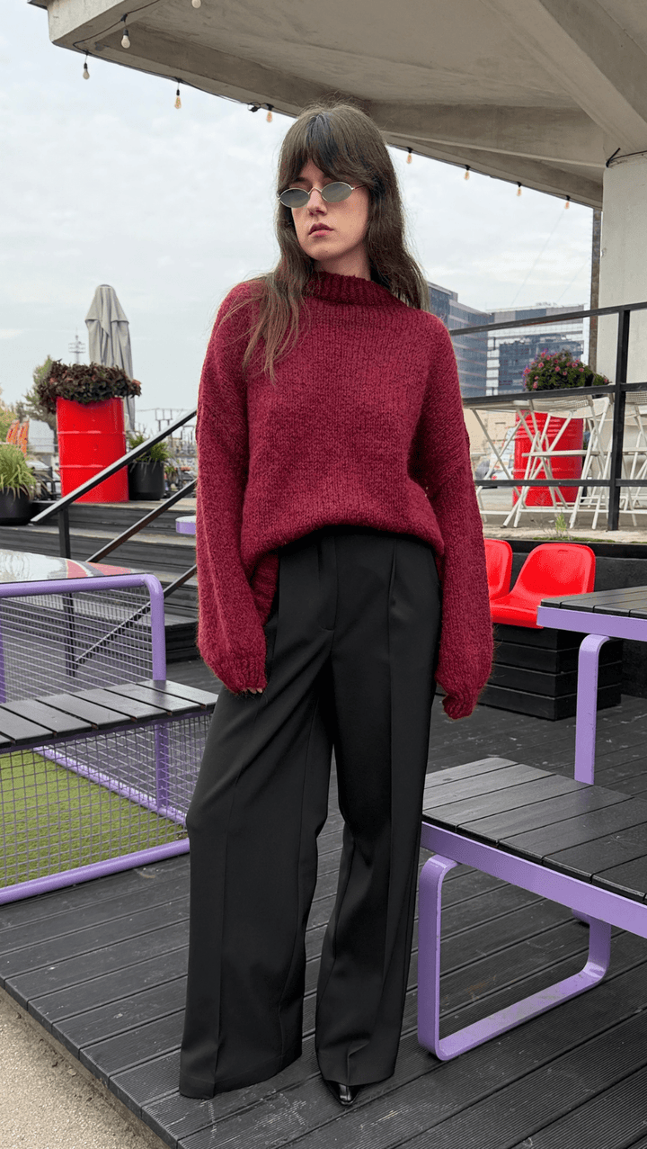 Relaxed-fit sweater Dark Red - BeaA - Be At Home with Yourself - sweater