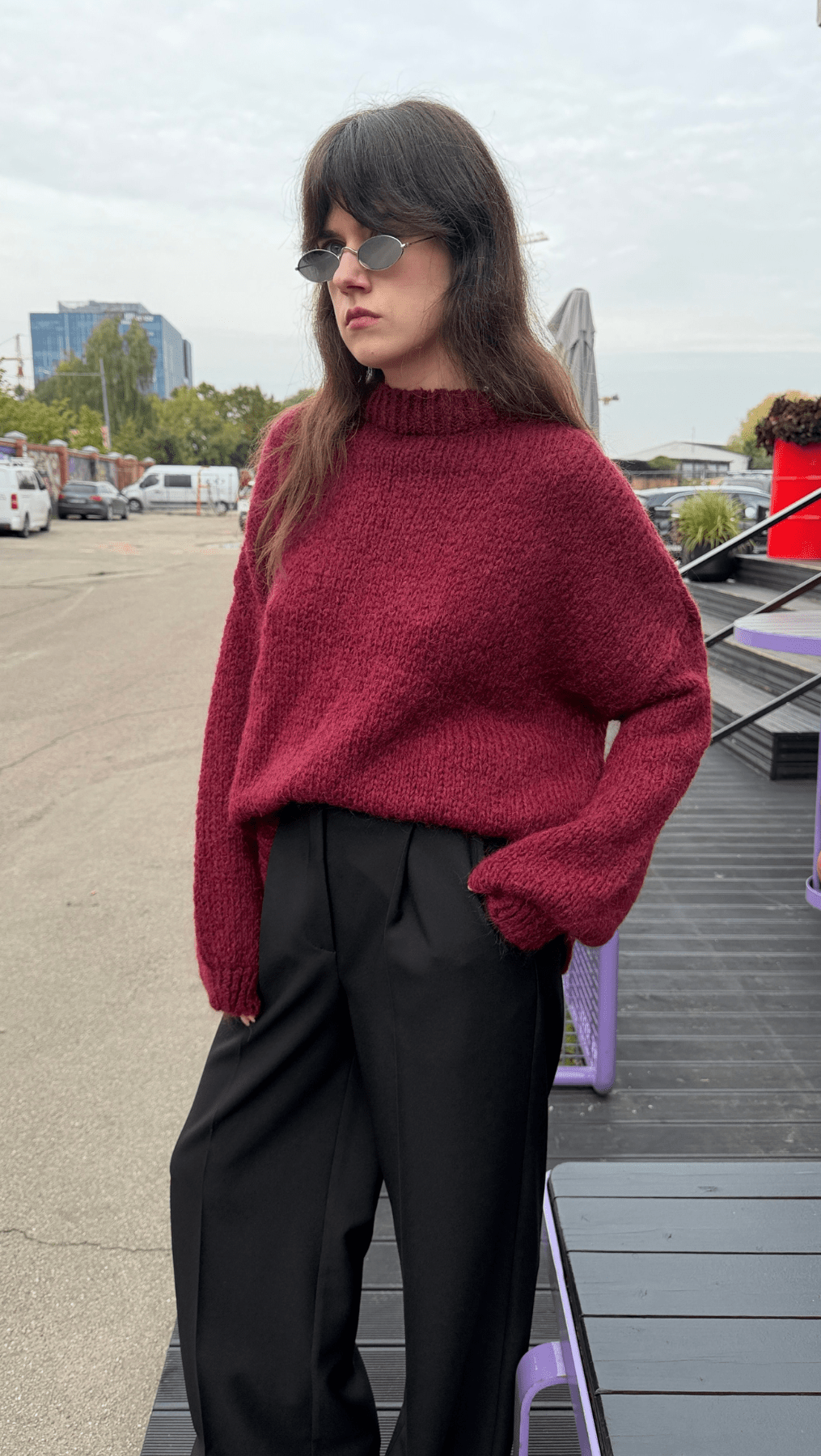 Relaxed-fit sweater Dark Red - BeaA - Be At Home with Yourself - sweater