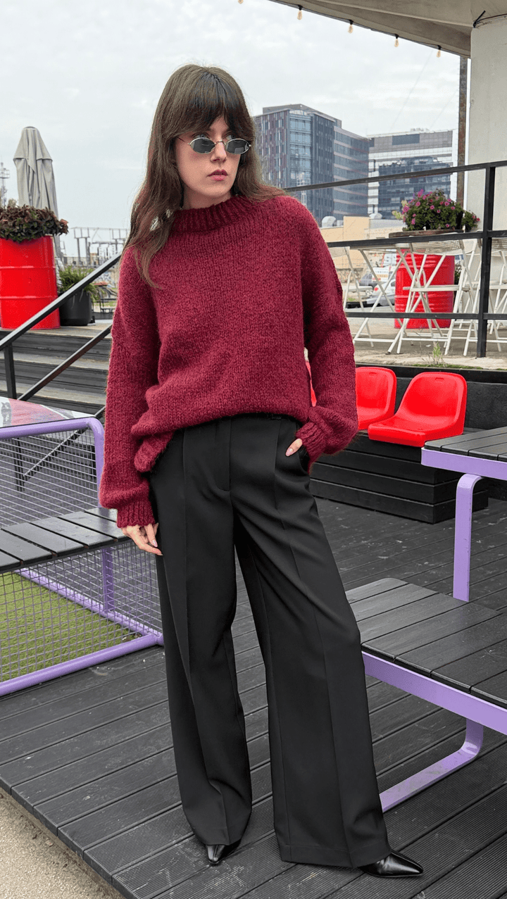 Relaxed-fit sweater Dark Red - BeaA - Be At Home with Yourself - sweater