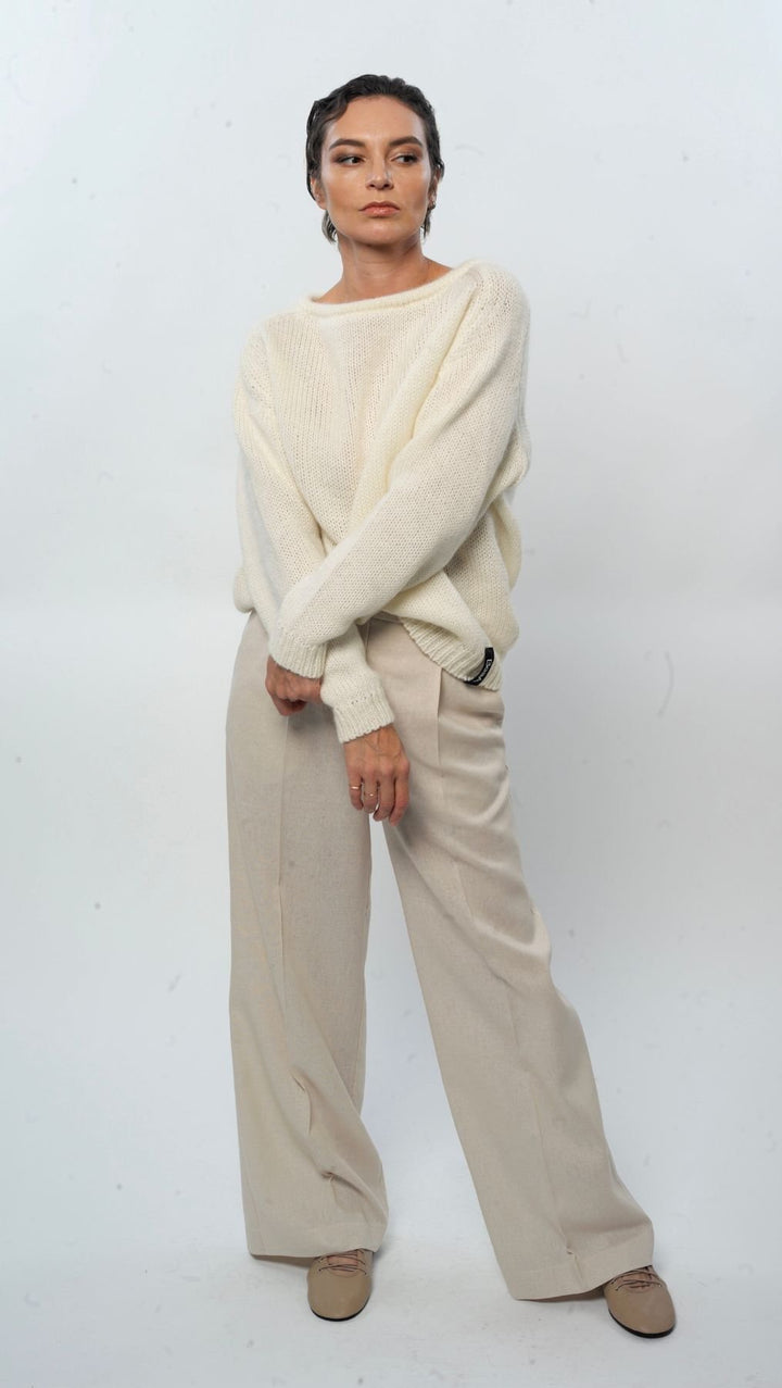 Relaxed fit sweater White - BeaA - Be At Home with Yourself - sweater