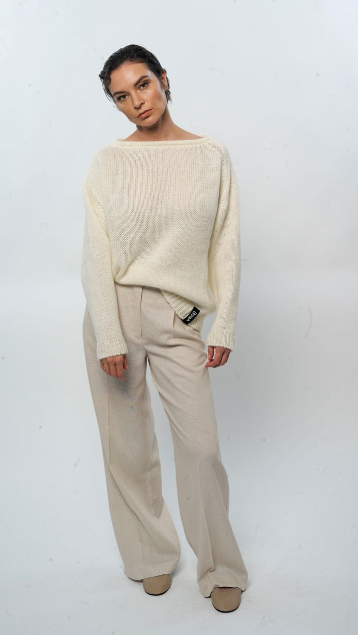 Relaxed fit sweater White - BeaA - Be At Home with Yourself - sweater