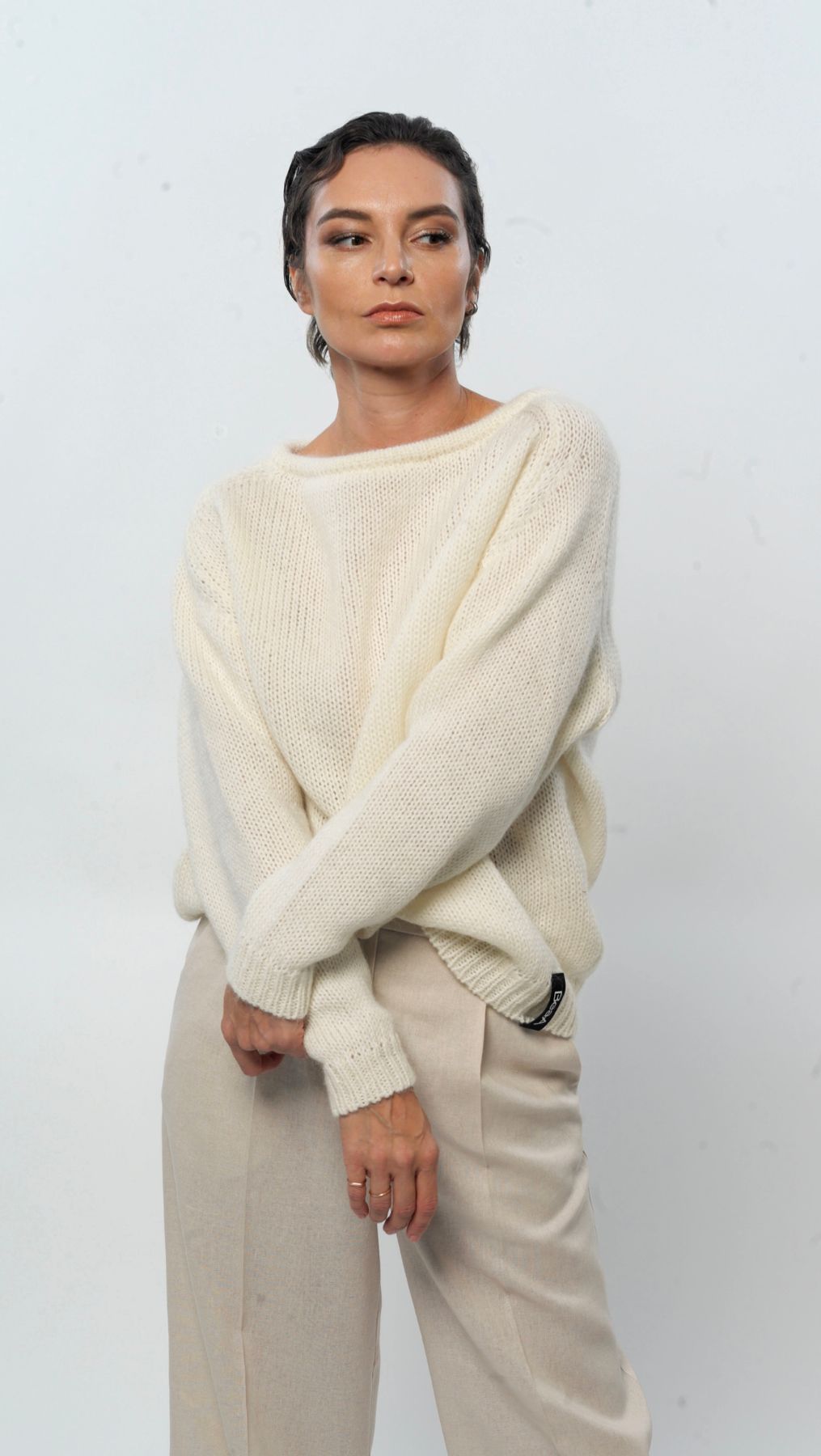 Relaxed fit sweater White - BeaA - Be At Home with Yourself - sweater