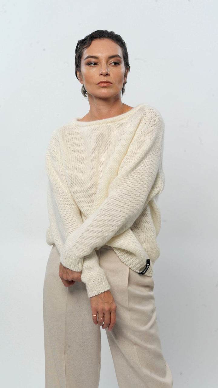 Relaxed fit sweater White - BeaA - Be At Home with Yourself - sweater