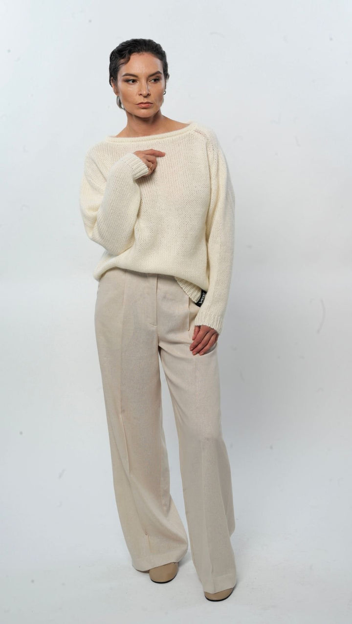 Relaxed fit sweater White - BeaA - Be At Home with Yourself - sweater
