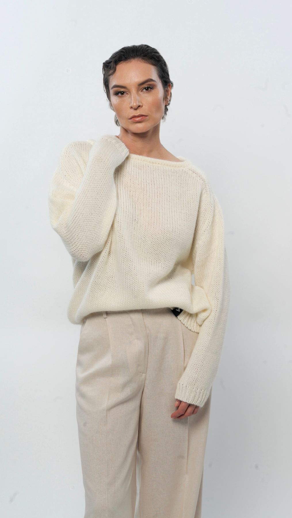 Relaxed fit sweater White - BeaA - Be At Home with Yourself - sweater